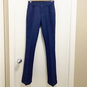 Le Chateau Y2K Pleated Flare Dress Pants Navy Blue 3/4